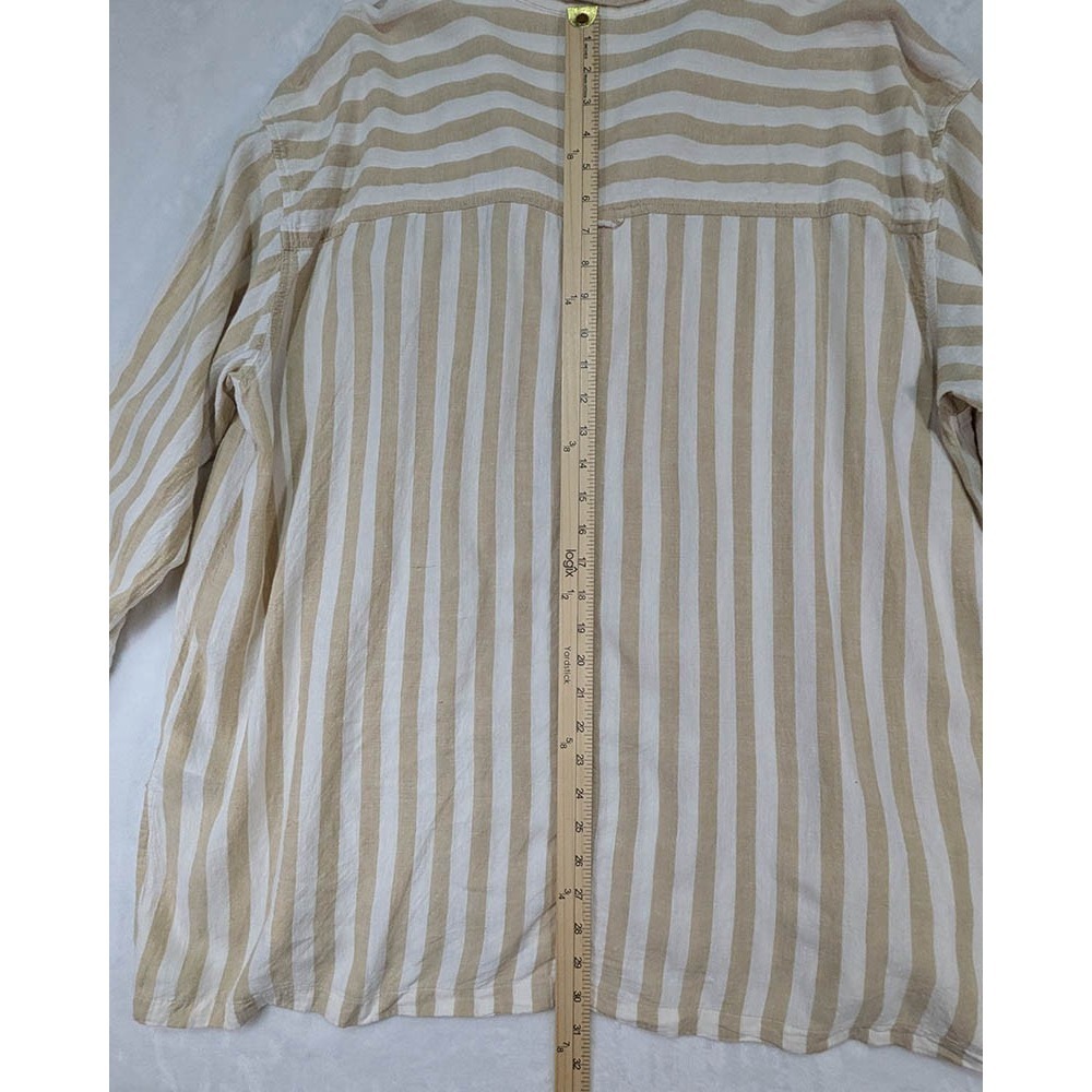 Old Navy Linen Popover Tunic Womens‎ XXL Beige Stripe Coastalcove Beachy Resort - Picture 7 of 10